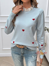 Leisure Embroidery Love Long Sleeve Sweater