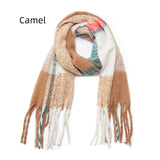 Color Matching Plaid Thick Tassel Scarf Shawl