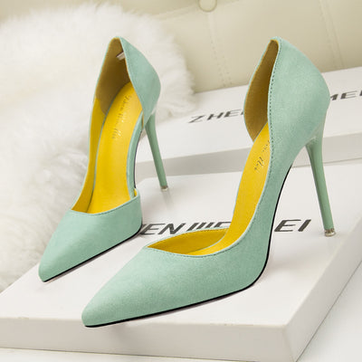 Suede Shallow Mouth Pointed High Heels Shoes