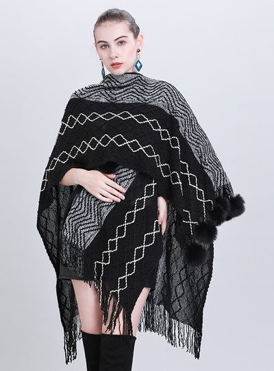 Scarf Wool Ball Knit Cardigan Shawl Cloak