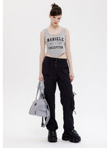 Letter Printed Sleeveless Top Vest