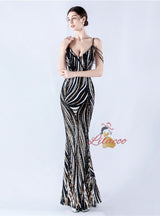 Spaghetti Straps Sequins Beading Prom Dress