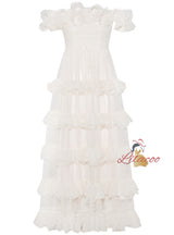 Women Beige Long Gauze Dress