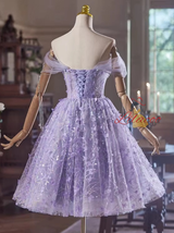 Purple Tulle Sequins Butterfly Homecoming Dress