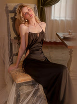 Sexy Satin Backless Ice Silk Nightgown