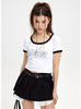 Short Letter Rhinestone Short Sleeve T-shirt