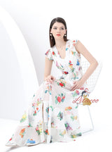 Retro Deep V-neck Floral Long Dress