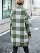 Loose Plaid Color Matching Sweater Coat