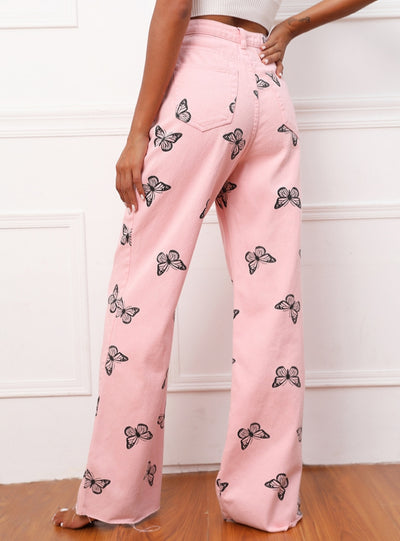 Loose Casual High Waist Straight Wide-leg Pants