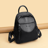 Solid Color Outdoor Soft Leather Backpack