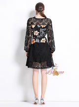 Heavy Deep V-neck Long Sleeve Slim Dress