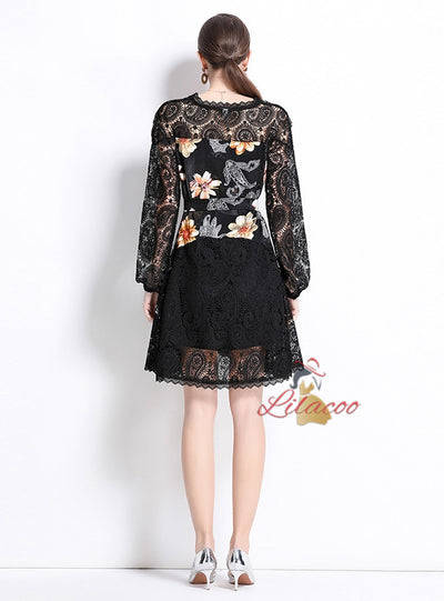 Heavy Deep V-neck Long Sleeve Slim Dress