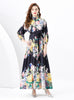 Lantern Sleeve Slim Printed Dress