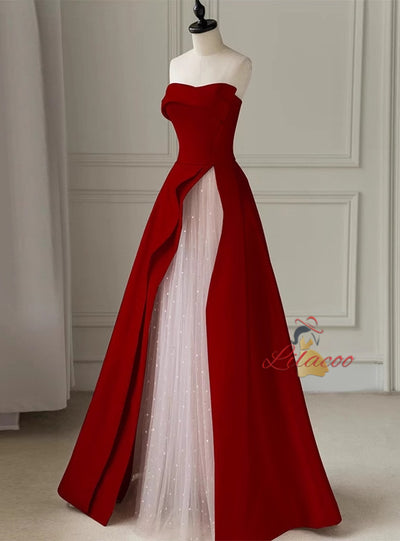 Black Satin Pink Tulle Prom Dress