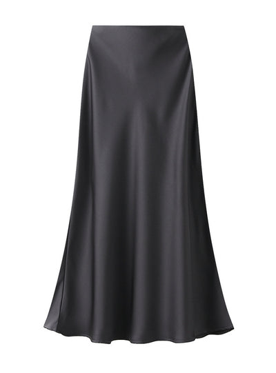Acetic Satin Long Slim Skinny Skirt