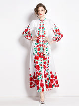 Palace Style Flower Single-breasted Dress