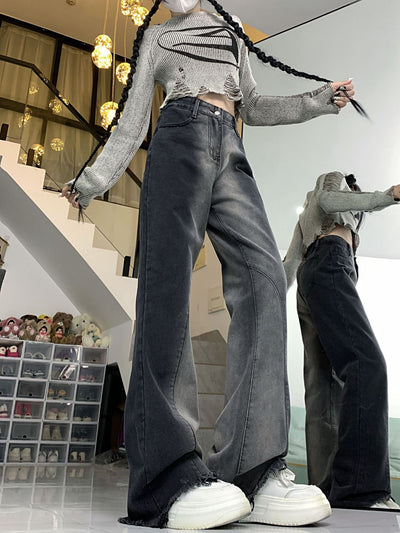 Micro-trumpet Retro Raw Edge Slim Jeans