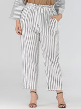 Plus Size Striped Pant With Belt