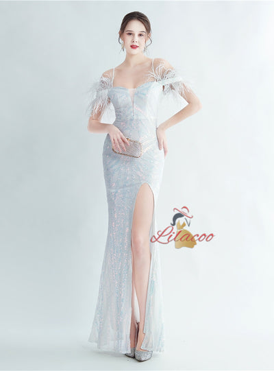 Mermaid Sequins Spaghetti Straps Prom Dress