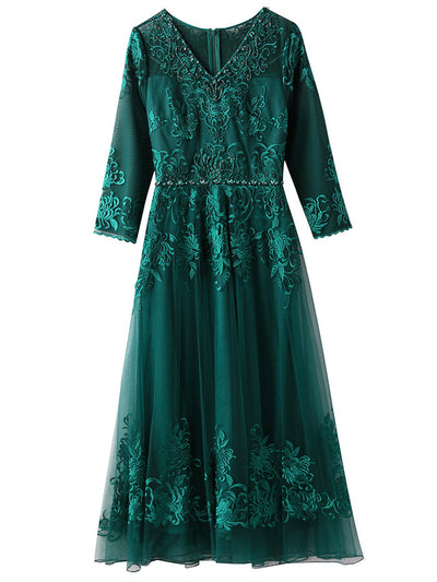 Dark Green Tulle Mother Of The Bride Dress