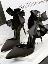 Pearl Pointed Satin Bow Sandals