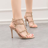 Patent Leather Metal Rivet Gladiator Sandals