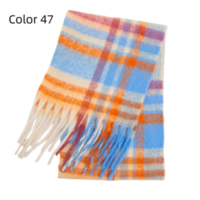Thick-bearded Four-grid Thick Double-sided Plaid Scarf