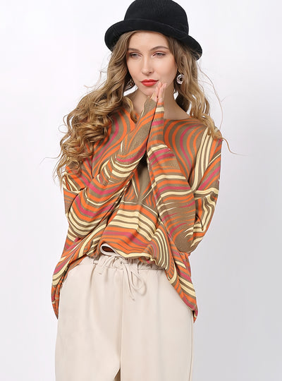 Printed Loose Pullover Sweater