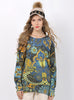 Retro Printed Round Neck Loose Sweater