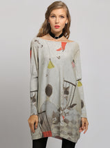 Cartoon Printed Bat Sleeve Sweater