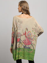 Women Loose Printed Oullover Sweater