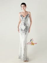 Mermaid Sequins Spaghetti Straps Beading Prom Dress