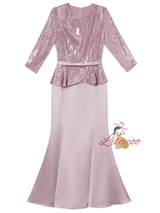 Pink Sequins Beading Mother of the Bride Dress