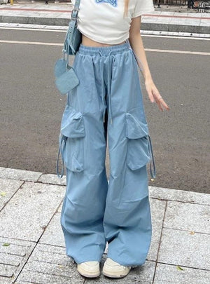 Casual Wide-leg Retro Solid Color Loose Straight Pants
