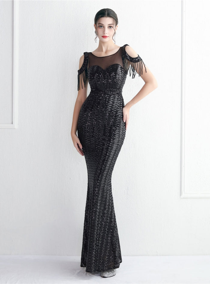 Mermaid Sequins Backless Beading Prom Dress