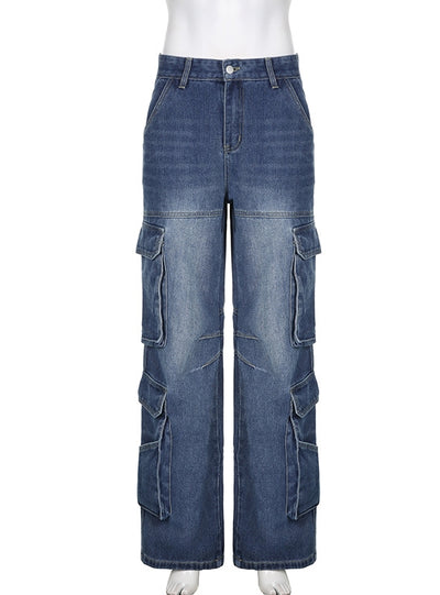 Loose Multi-pocket Stitching Jeans