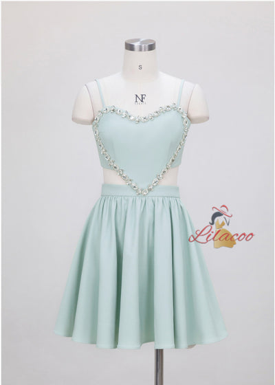 Mint Green Gauze Long Sleeve Short Slim Dress