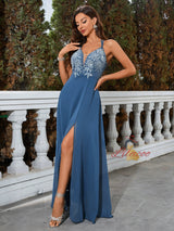 Summer V-neck Chiffon Evening Dress