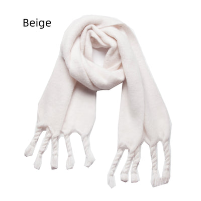 Autumn and Winter Knotted Thick Braid Tassel Scarf