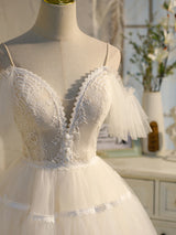 Ivory Tulle Lace Straps Homecoming Dress