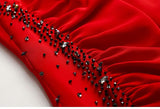 Red Beading Pleats Mother Of The Bride Dress