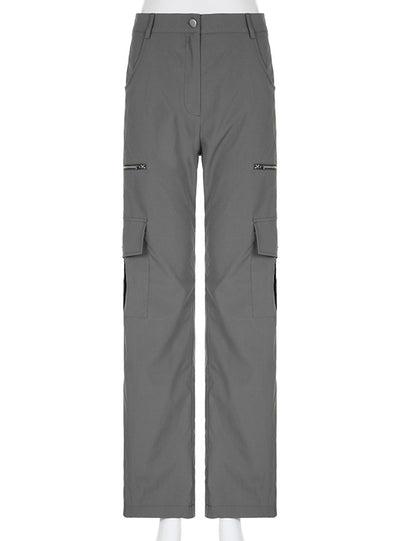 Low-waist Multi-pocket Zipper Casual Pants