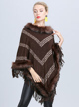 Autumn and Winter Striped Fringed Shawl
