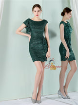 Sequins Cap Sleeve Short Sleeve Prom Dress