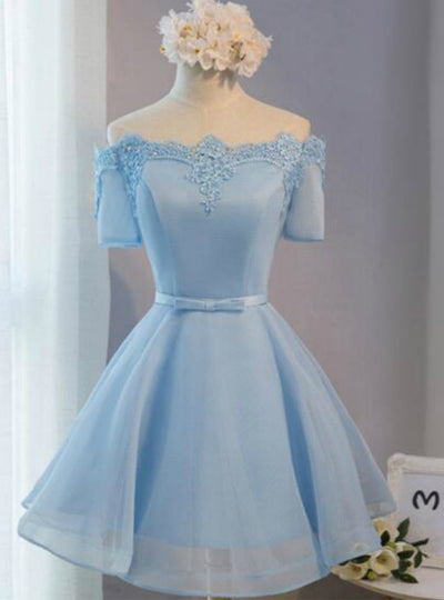 White Lace Appliques Short Sleeve Homecoming Dress