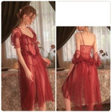 Mesh Pajamas Perspective Nightdress Set