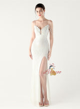 Mermaid Sequins Spaghetti Straps Beading Prom Dress