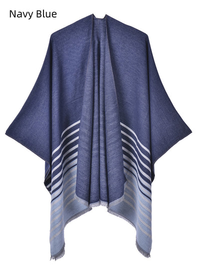 Double-sided Tassel Split Knitted Warm Cloak