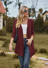 Solid Color Loose Long Sleeve Pocket Top