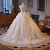 White Ball Gown Tulle Strapless Wedding Dress